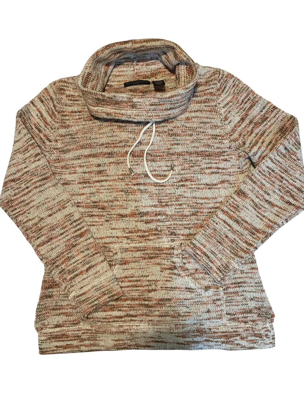 Preswick & Moore Marled Cowl Neck Sweater - Cream & Brown petite